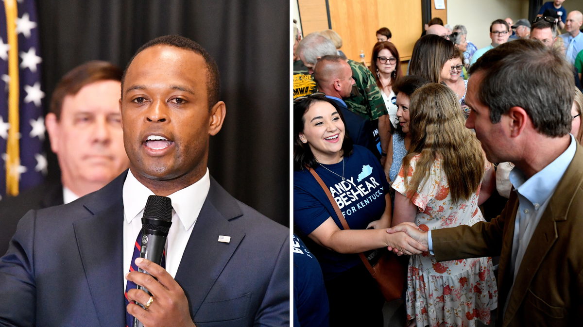 Republican nominee for Kentucky governor, Attorney General Daniel Cameron, spoke at a GOP event in Frankfort Friday. That same day, Democratic Gov. Andy Beshear kicked off his three-day bus tour, which included a stop in Owensboro.