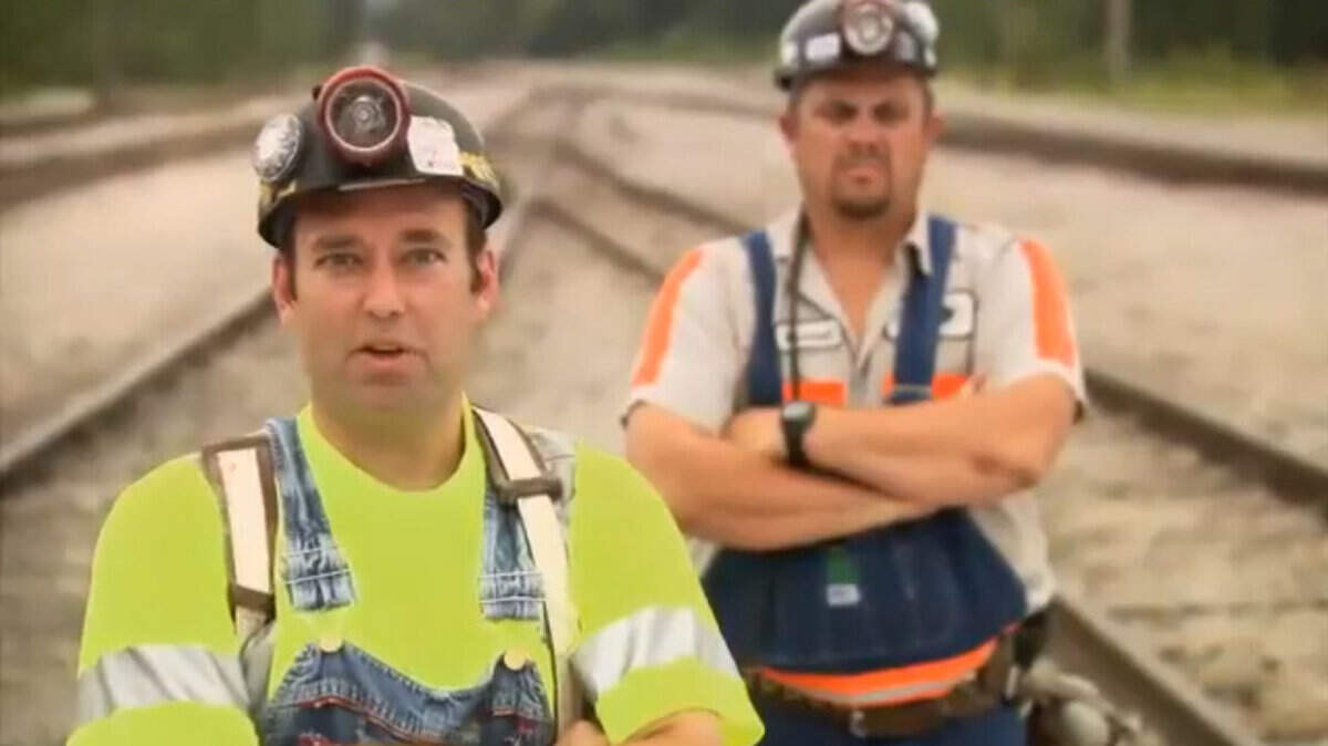 Heath Lovell dressed in miner's gear in an ad for Republican Andy Barr.