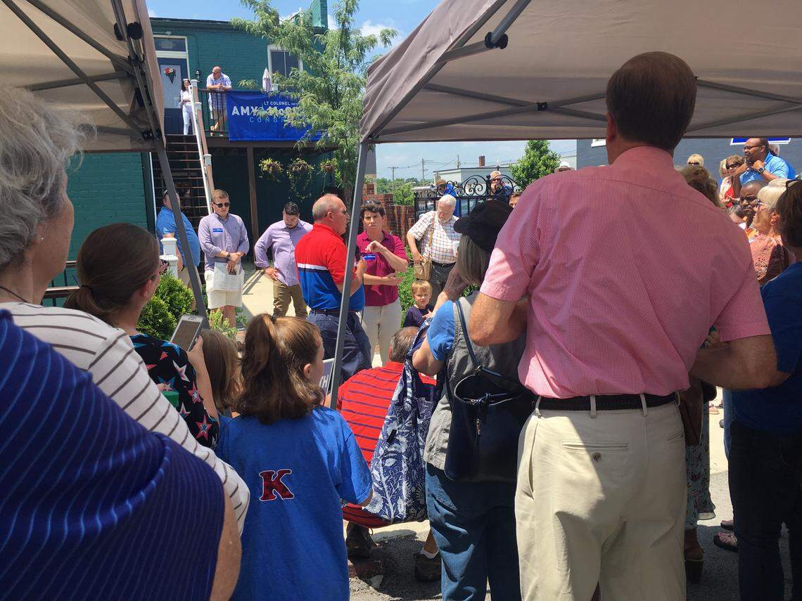 Democratic Candidate Amy McGrath speaks at her Anderson County field office in Lawrenceburg, KY on Saturday July 14, 2018. At the event, McGrath talked about her feelings on the United States immigration system.