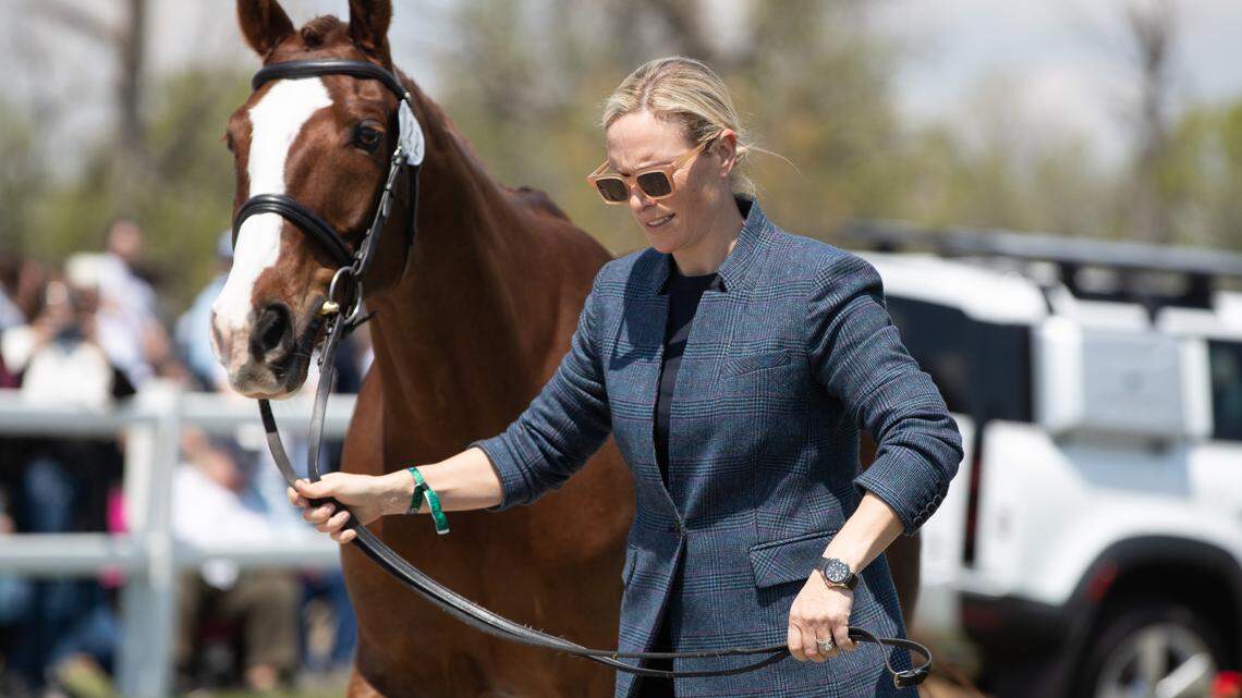 Zara Tindall (nee Phillips), a member of the British royal family, presented ​her horse Class Affair Wednesday, April 26, 2023 for inspection before Land Rover Kentucky Three-Day Event at the Kentucky Horse Park in Lexington, Ky. Tindall, the niece of King Charles and the oldest granddaughter of the late Queen Elizabeth II, is one of the top eventing riders in the world.