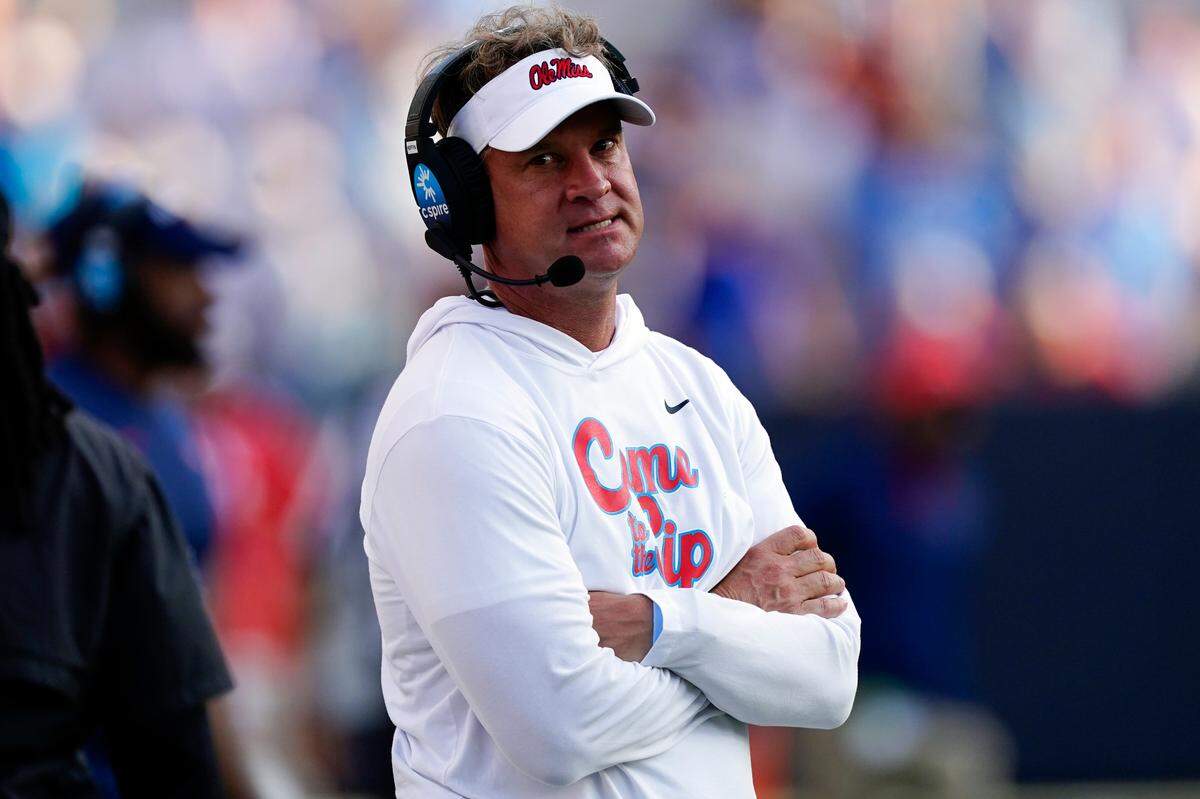 Mississippi’s Lane Kiffin coaches his team against Georgia Tech on Sept. 17 in Atlanta. The Rebels have started the season 4-0.