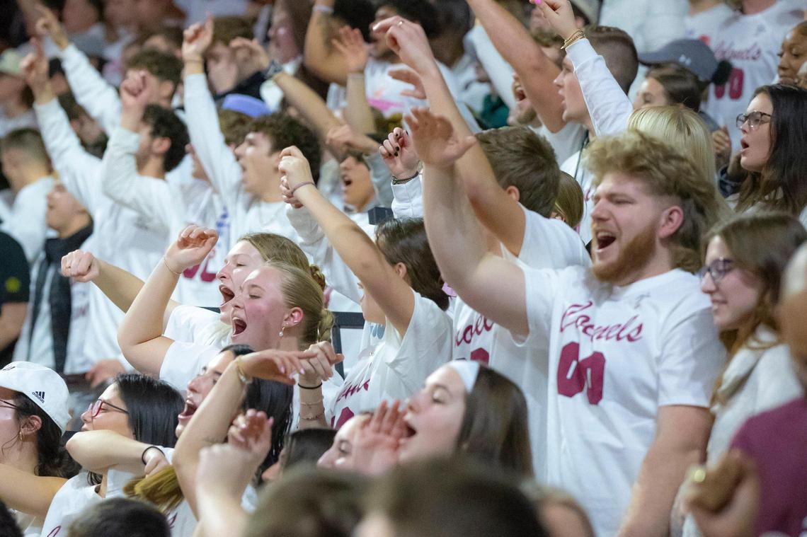 A crowd of 4,066 in Richmond cheers on the Colonels against Florida Gulf Coast on Wednesday night. EKU has won 64 of 84 home games since A.W. Hamilton became head coach prior to the 2018-19 season.