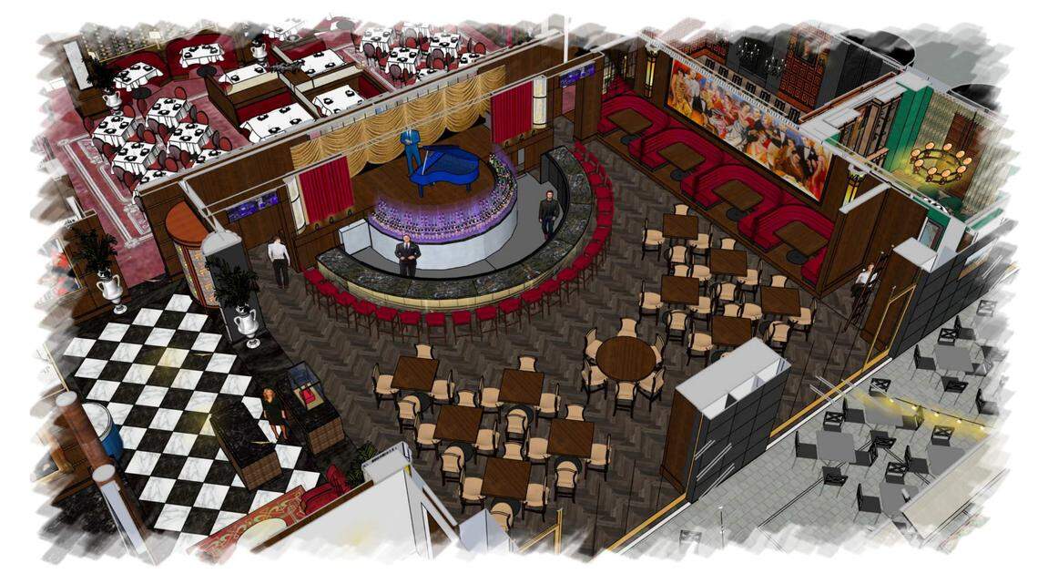 The layout of the Jeff Ruby’s Steakhouse in Lexington will feature a main dining room, a lounge with a horseshoe shaped bar, an adjacent patio and several private dining areas.