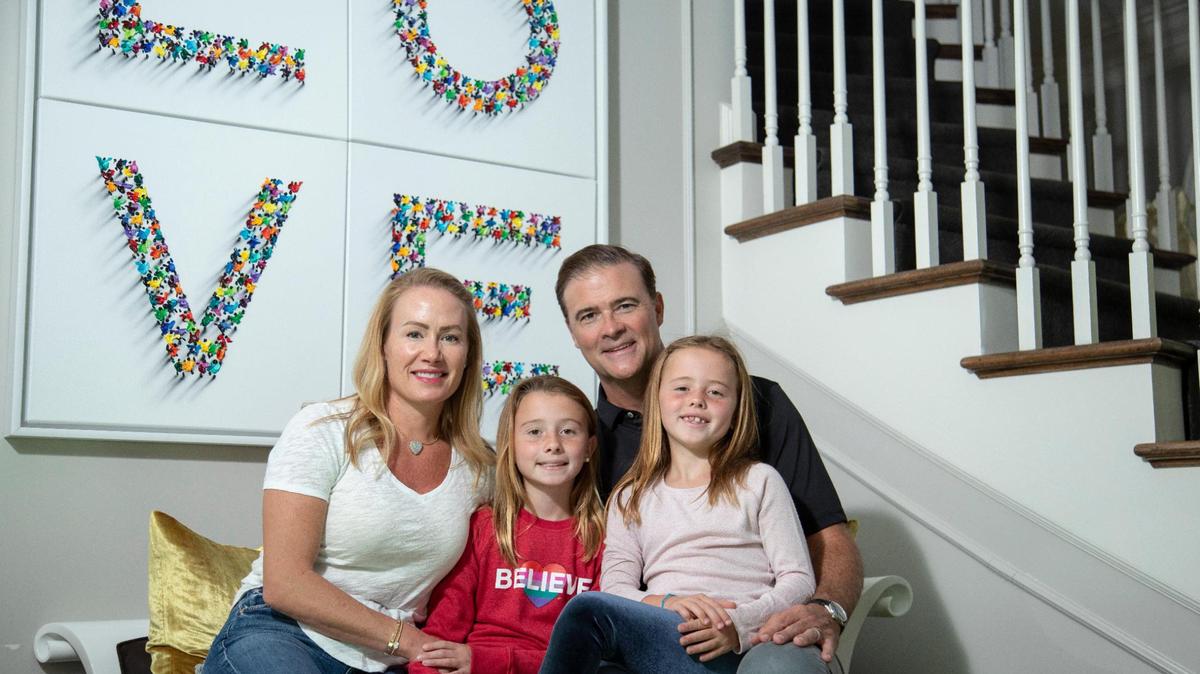 Former Kentucky women’s basketball head coach Matthew Mitchell at home this week with his wife, Jenna, and two daughters, Presley and Saylor. Mitchell, 50, says working at home during the coronavirus pandemic caused a family-oriented change in his priorities which led to his surprise resignation as UK head coach before the 2020-21 season.