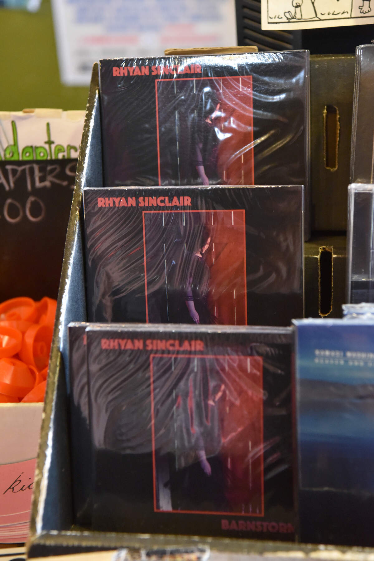 Copies of Rhyan Sinclair's solo debut, "Barnstormer," on display at Grimey's New & Preloved Music in Nashville on June 22, 2018.