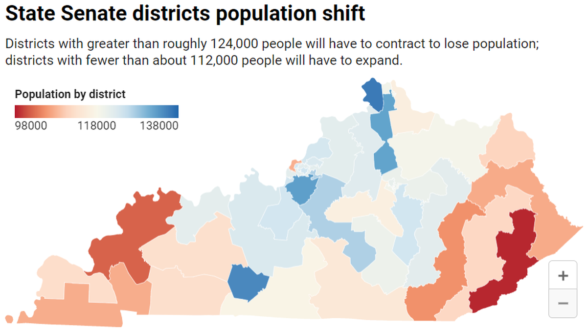 A large number districts in Eastern Kentucky will have to expand to increase their population.