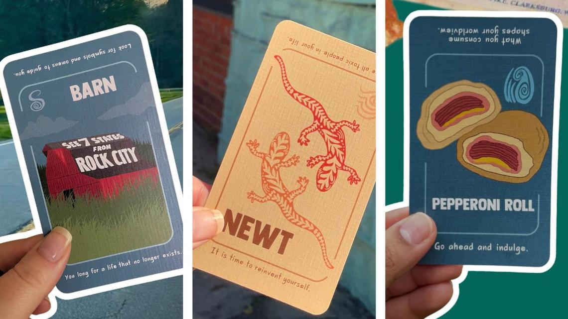 ”The Appalachian Spirit,” a 60-card deck that pays tribute to Appalachian life includes a cards “See Rock City” barns, a newt and pepperoni rolls.