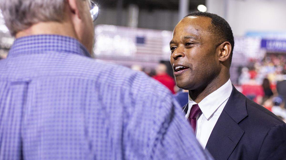 Senate candidate Daniel Cameron during President Donald Trump’s visit to Verst Logistics in Hebron, Kentucky, on Wednesday, March 11, 2026.