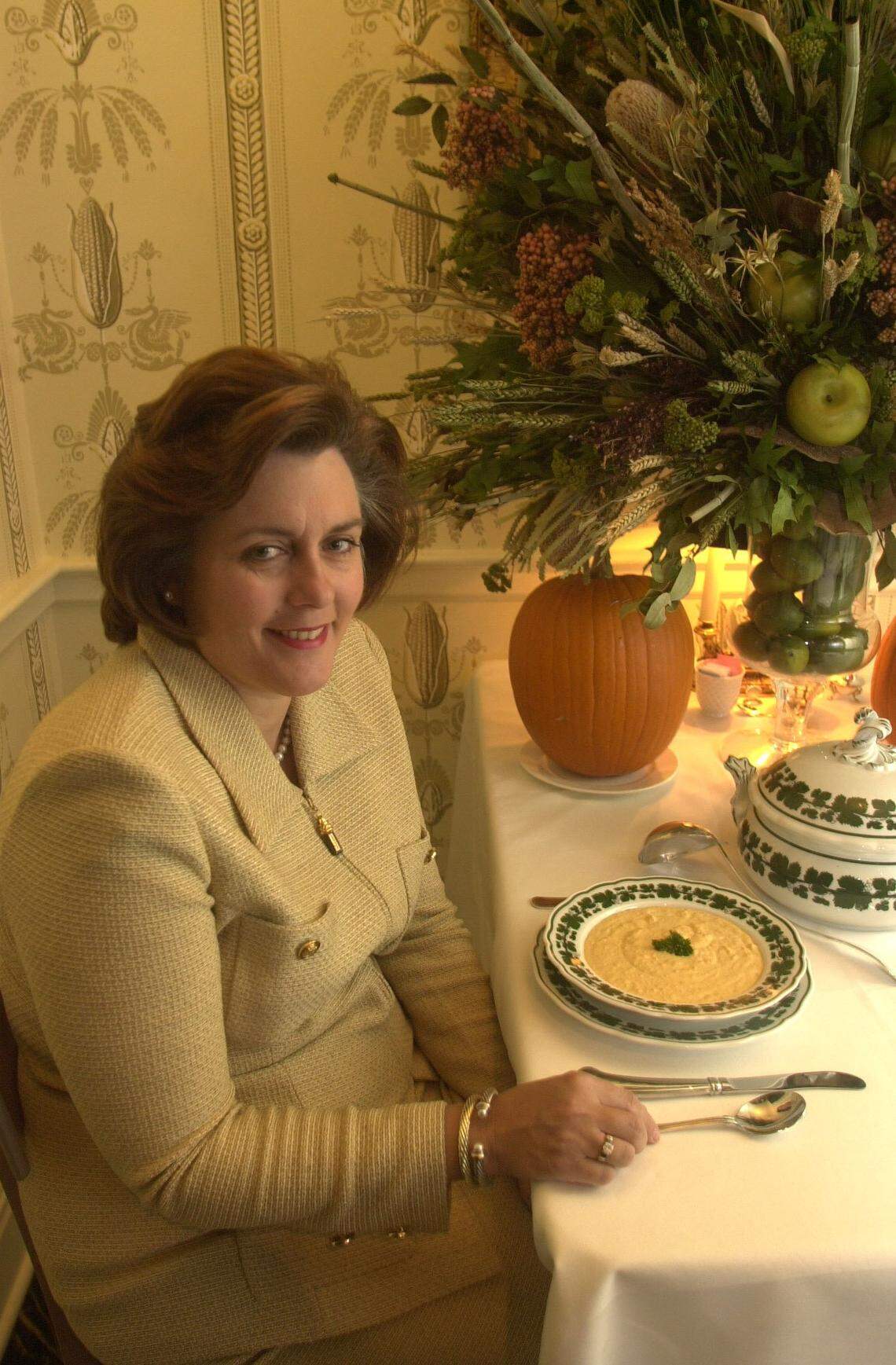 Karen Wiley Hollins, one of the owners of the Greentree Tea Room is shown with Greentree’s Carrot and Ginger Soup.
