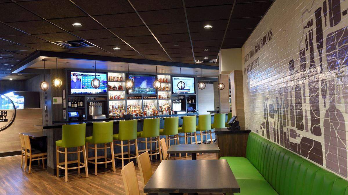 The newly opened Bourbon Library Bar and Restaurant at the Blue Grass Airport on May 28, 2021.