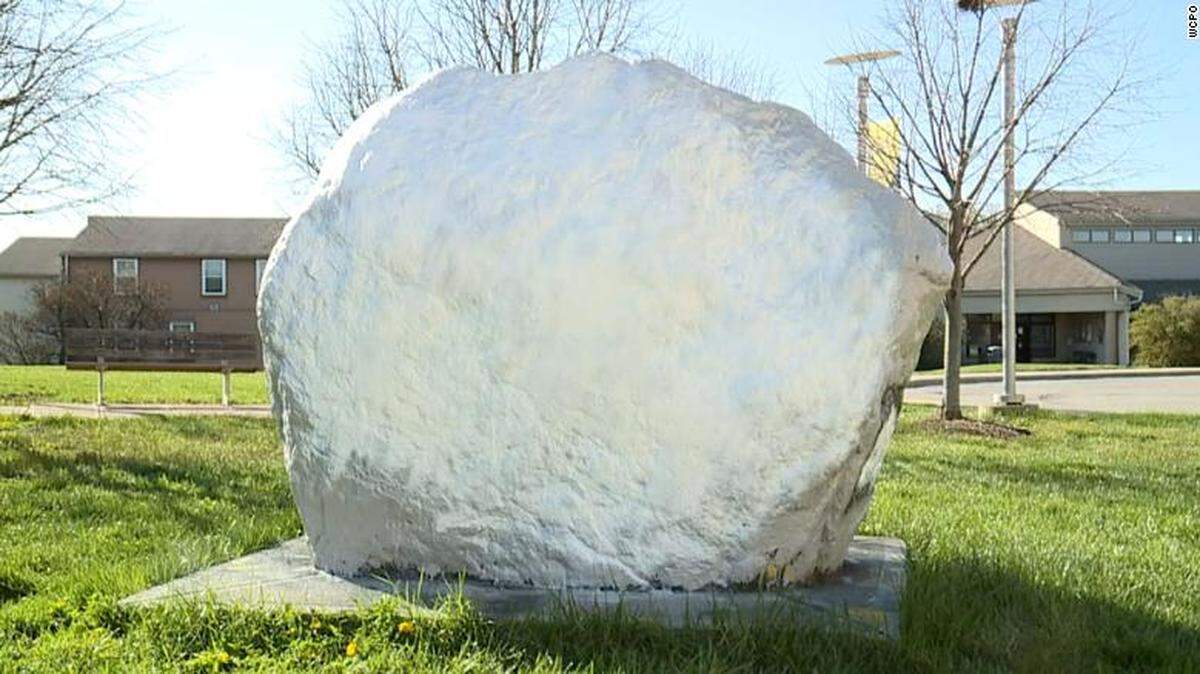 Northern Kentucky University’s “Housing rock” which has twice been the target of graffiti bearing the logo of a white supremacist group.