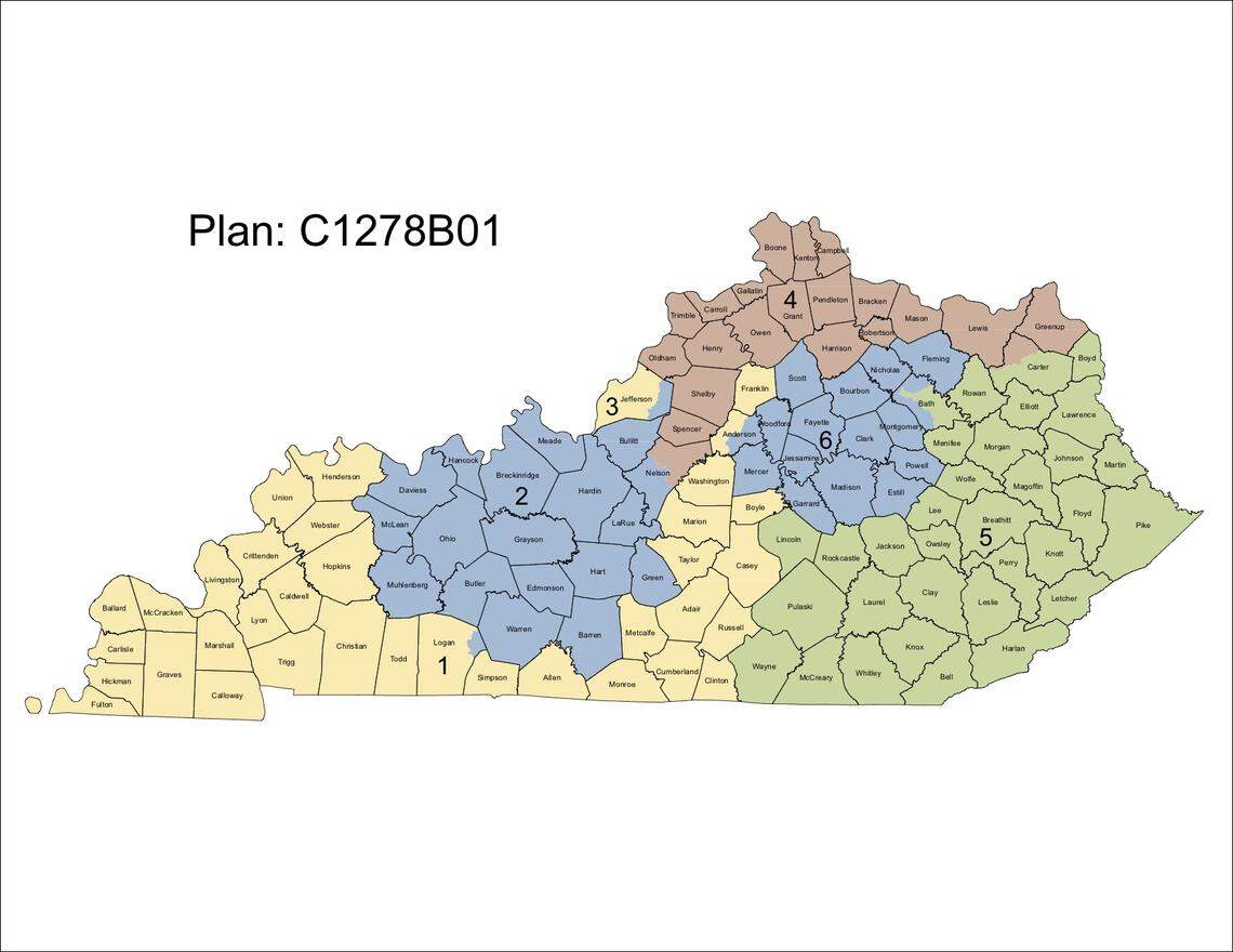 The maps released Tuesday include dramatic changes to the state’s 1st Congressional District, occupied by James Comer. The map snakes the district starting at the tip of Western Kentucky all the way to Frankfort.