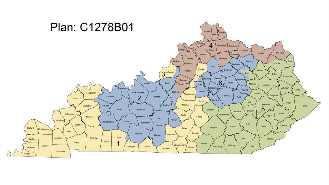 The new U.S. Congressional District map includes dramatic changes to the state’s 1st Congressional District, occupied by James Comer. The map snakes the district starting at the tip of Western Kentucky all the way to Frankfort.
