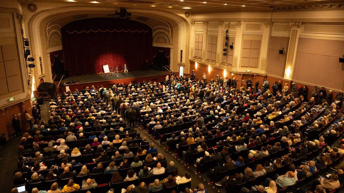 An overflow crowd of greater than 1,100 attended the People’s Town Hall held on Saturday morning at the Kentucky Theatre, Lexington, KY. Rep. Andy Barr declined an invitation to attend.