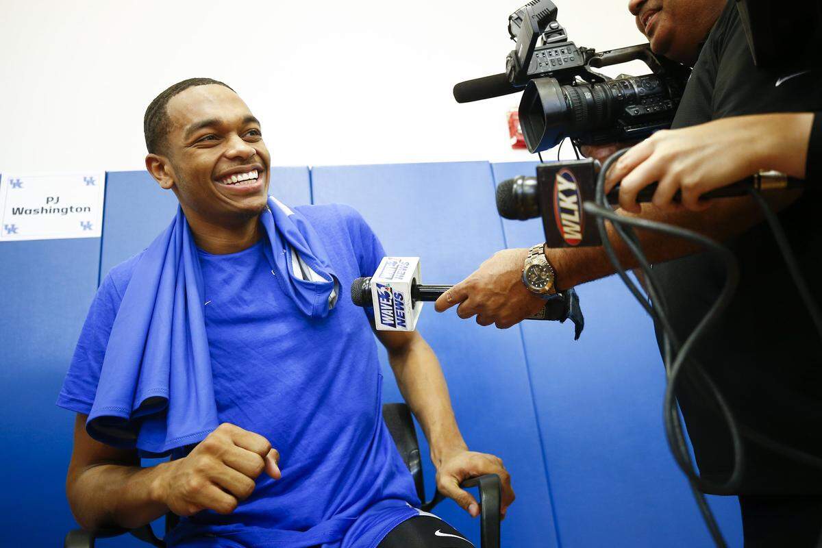 Kentucky forward PJ Washington (25) says he has not dwelled on his 8-of-20 foul shooting in UK’s 61-58 loss to Kansas State in last season’s NCAA Tournament. “It’s in the past. I can’t change it,” Washington says.