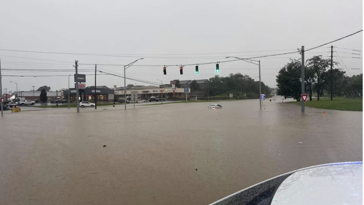 Irvine Street at the Eastern Bypass flooded on Saturday, June 27, 2026.