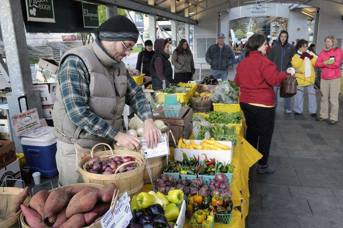 Food producers like Elmwood Stock Farm near Georgetown sell at Lexington Farmers Market year-round.