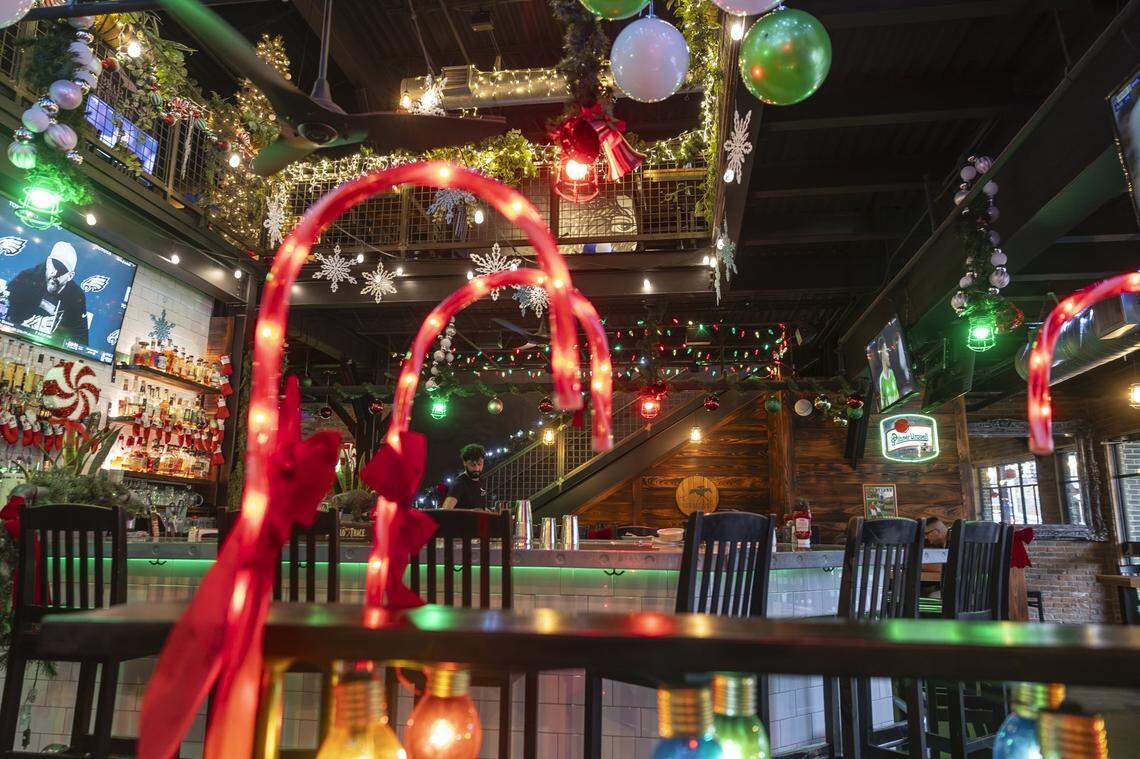 Holiday decorations fill the Bear and the Butcher at 815 Euclid Ave. in Lexington, Ky., on Thursday, Dec. 11, 2025.