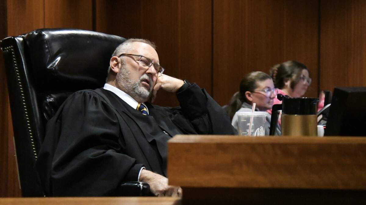 Franklin County Circuit Court Judge Thomas Dawson Wingate hears arguments on whether to dismiss defendants from a lawsuit over the constitutionality of Kentucky Senate Bill 185, which impacts Kentucky State University, on Wednesday, June 17, in Frankfort.