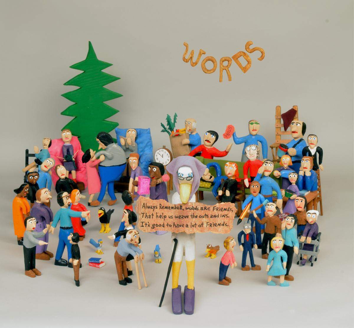 Kentucky folk artist Minnie Adkins created more than 200 carvings for the third and final installment of the “Mommy Goose” books she’s published with Lexington poet Mike Norris.