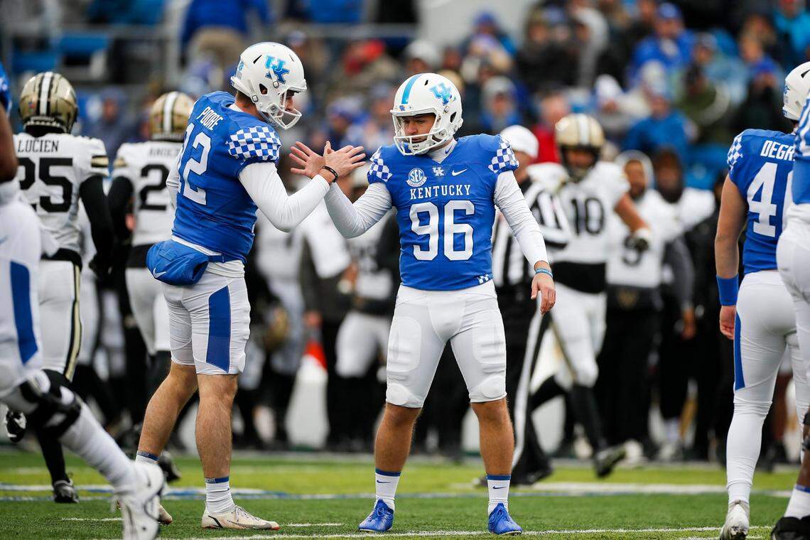 Matt Ruffolo kicked three field goals during Kentucky’s 24-21 loss to Vanderbilt on Saturday.