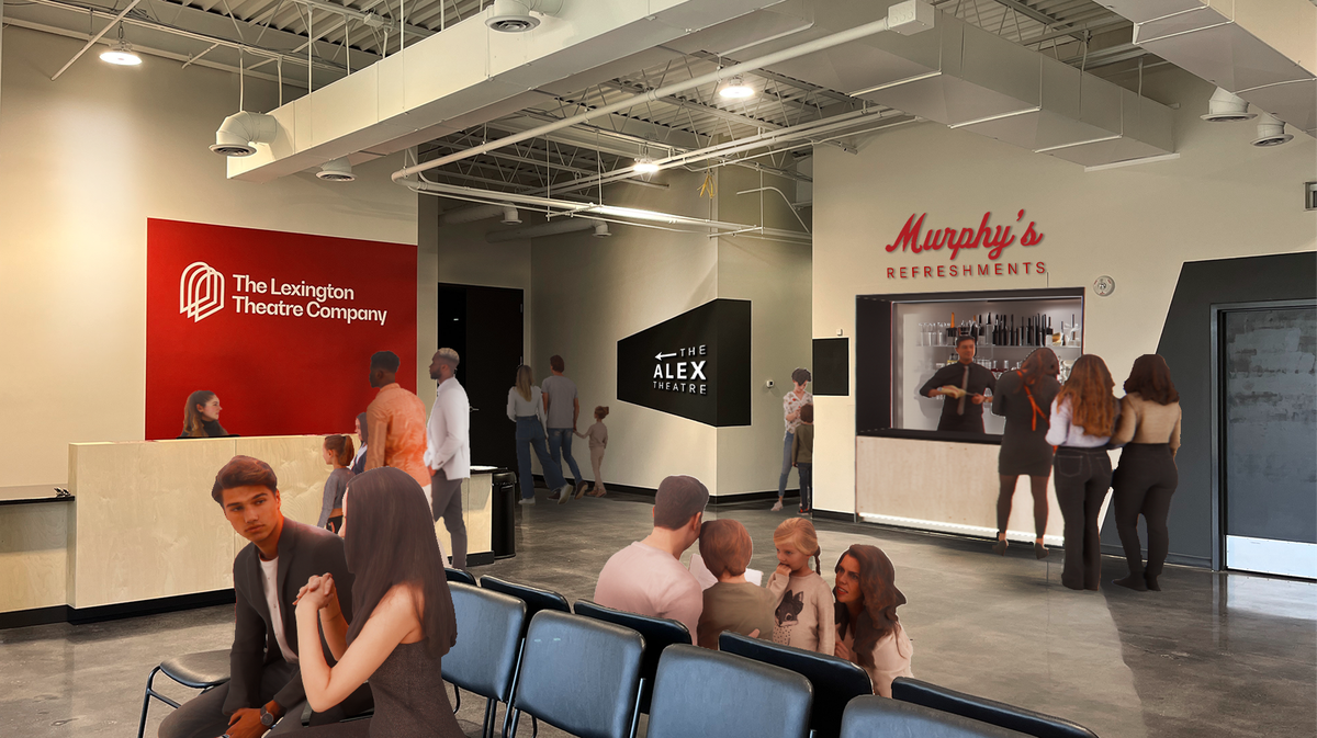 A rendering of the lobby of The Lexington Theatre Company’s building on Alexandria Drive.