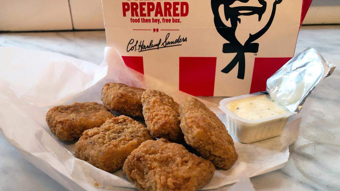 Plant-based nuggets made with made with Beyond Meat launched at KFC locations across the United States on Jan. 10.