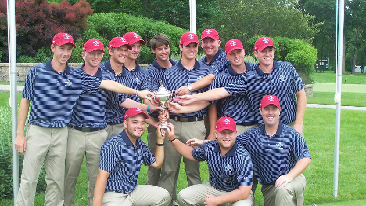Former Lexington Christian star Hunter Stewart, bottom left, won all four of his matches for the Americans in the Palmer Cup. The Americans lead the all-time series 10-8-1.