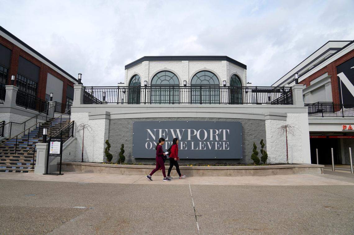 Patrons walk across the circle at Newport on the Levee, Wednesday, Feb. 22, 2023, in Newport, Ky.New At Newport On The Levee Feb 22 1707