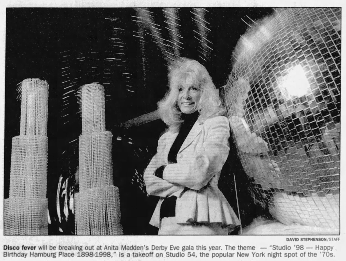 Anita Madden was photographed for an April 26, 1998, story in the Lexington Herald-Leader about her famed Derby Eve bash.