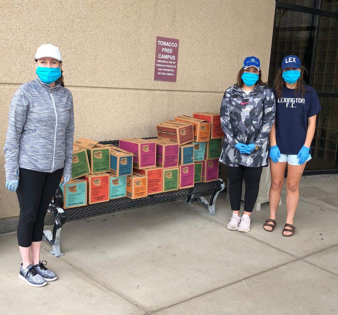 Fifth Third Bank donated dozens of boxes of Girl Scout cookies to Saint Joseph Hospital.