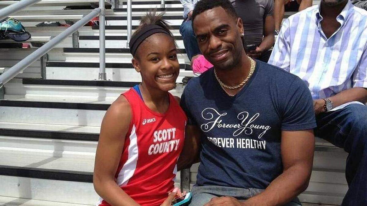 Trinity Gay, left, and her father, Tyson Gay.