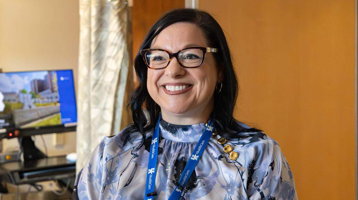 Medical Director of Antepartum and Postpartum Services, Dr. Candice C. Snyder, provides information about the private postpartum rooms, the newborn nursery, and various workspaces in the Mother Baby Unit at UK's Albert B. Chandler Hospital in Lexington, Ky., on March 25, 2026.