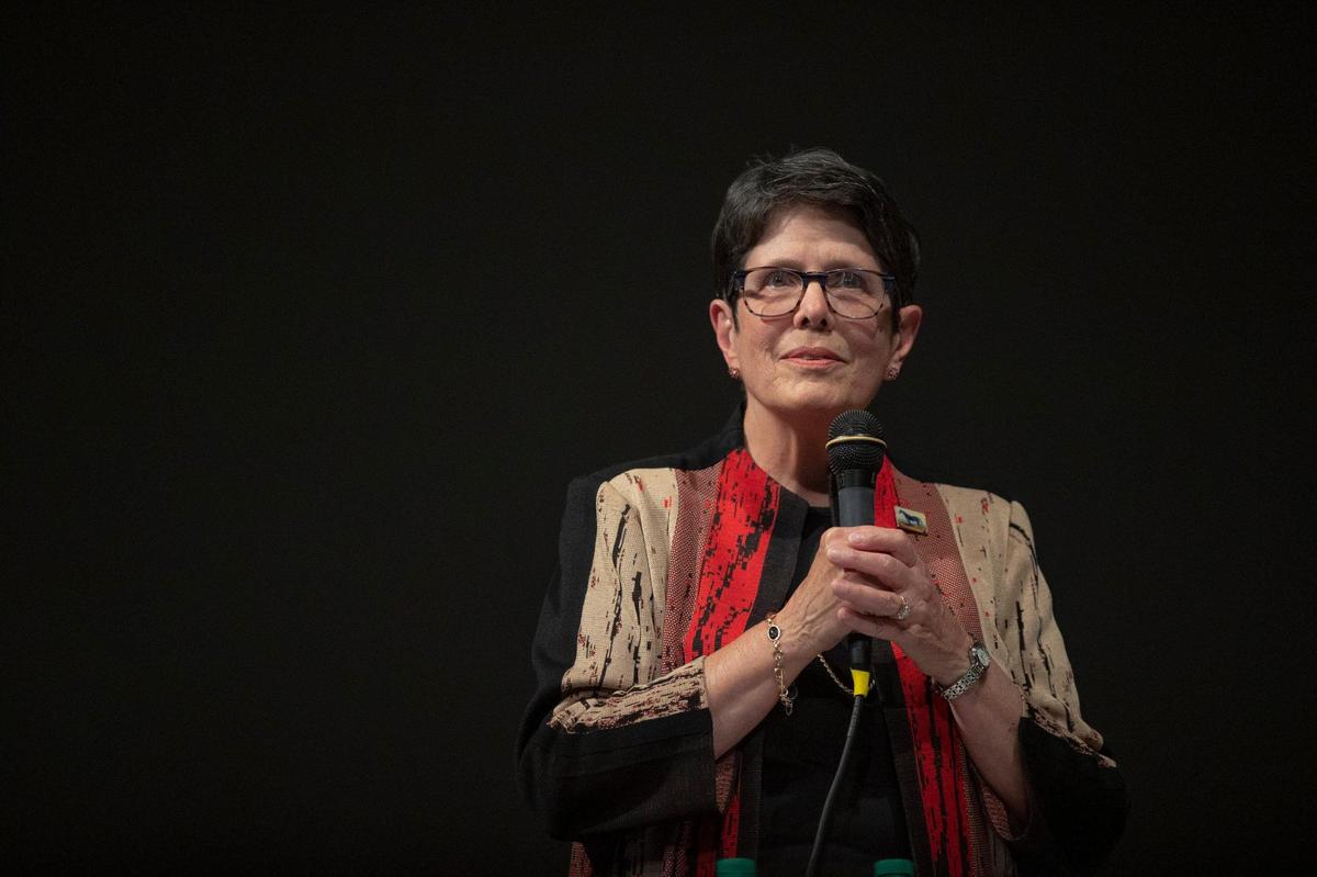 Lexington Mayor Linda Gorton, who is running for re-election, speaks during a candidate forum at the Lyric Theatre and Cultural Arts Center in Lexington, Ky., on Wednesday, Sept. 14, 2022.