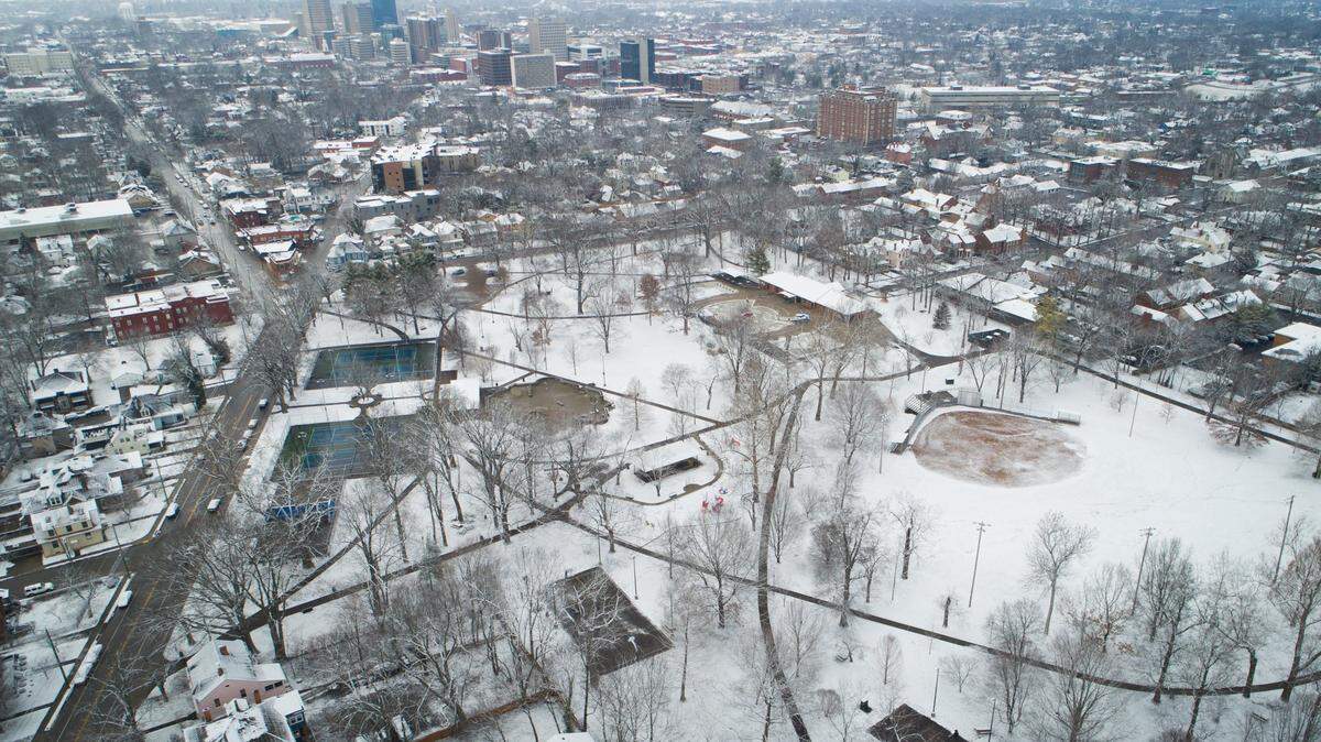 Lexington was coated with a light layer of snow Saturday morning.