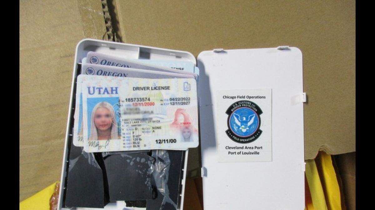 An example of a few of the thousands of fake IDs U.S. Customs and Border Protection agents in Louisville seized recently.
