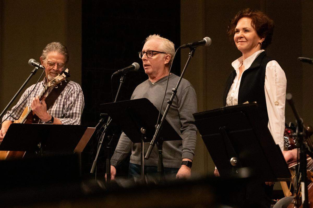 The trio Nevi’im, from left Tom Green, Arthur Shechet and Marilyn Robie, performed at the 2019 tribute to Bob Dylan at Lexington’s First Presbyterian Church. This year’s tribute will be to Dolly Parton.