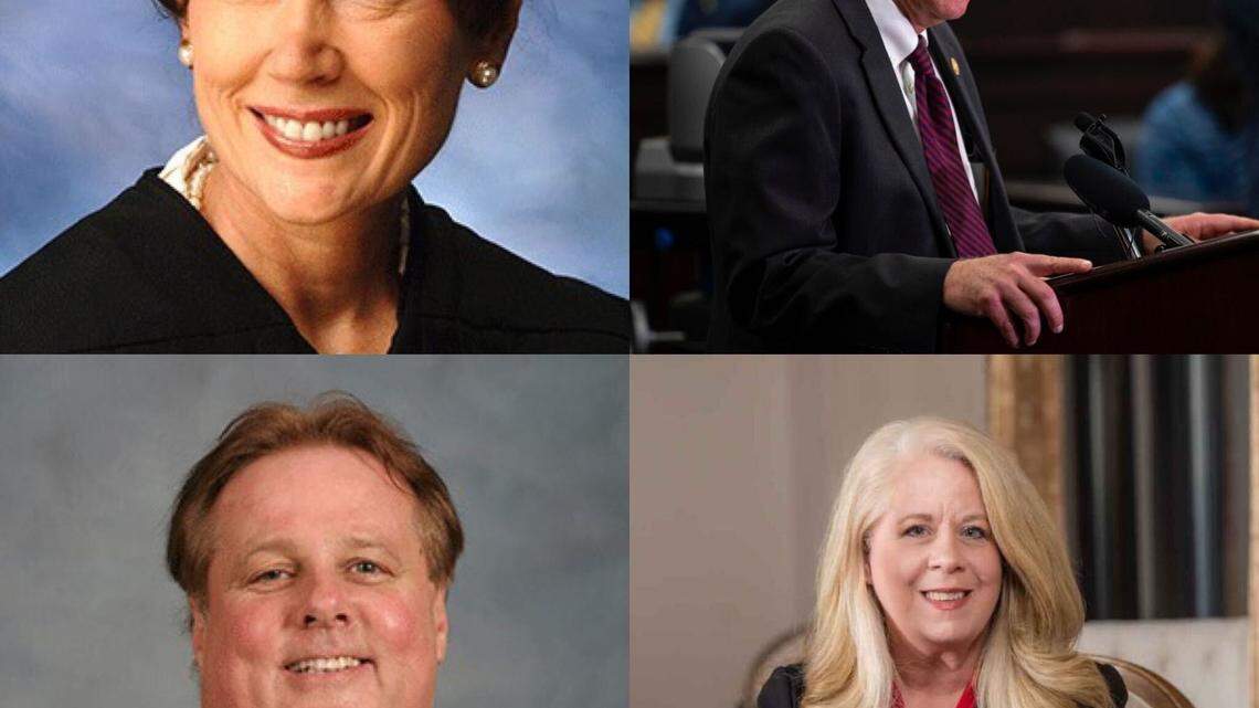 (clockwise starting top left) 6th District Kentucky Supreme Court Justice Michelle Keller is running against Rep. Joe Fischer, R-Ft. Thomas; Bowling Green attorney Shawn Alcott is running against Court of Appeals Judge Kelly Thompson in the 2nd Supreme Court District.