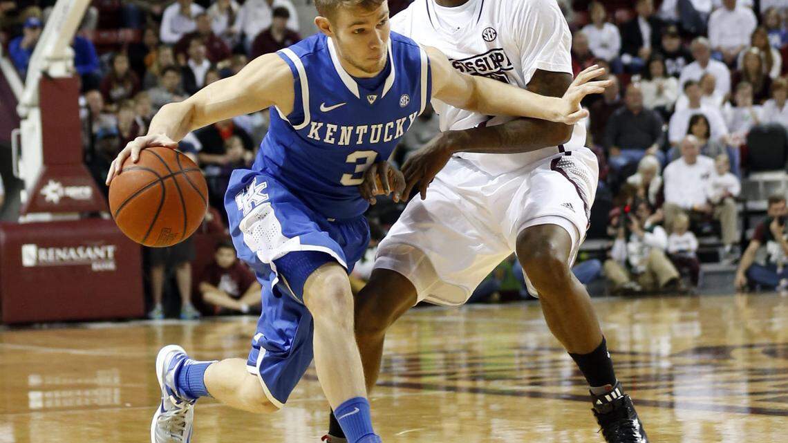 UK senior Jarrod Polson drove on Mississippi State's Fred Thomas. Polson and fellow senior Jon Hood will start on Senior Night.  
