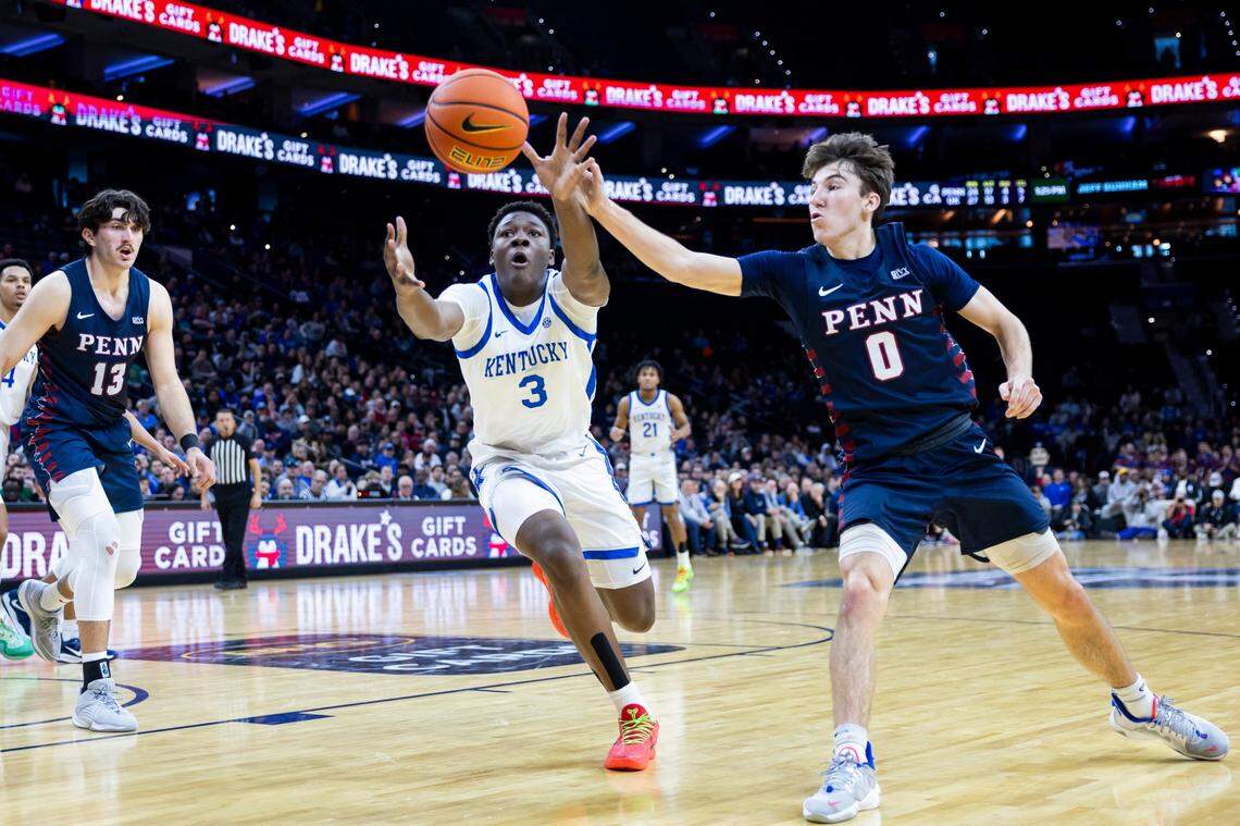 Kentucky sophomore Adou Thiero (3) has sat out seven consecutive games. Thiero has averaged 7.6 points and 5.6 rebounds per game this season.