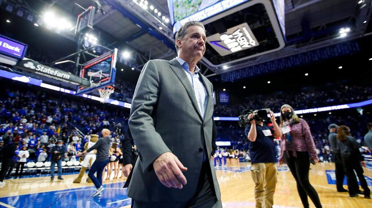 Kentucky Wildcats head coach John Calipari walks off the court after defeating the Alabama Crimson Tide during the game at Rupp Arena in Lexington, Ky., Saturday, February 19, 2022.
