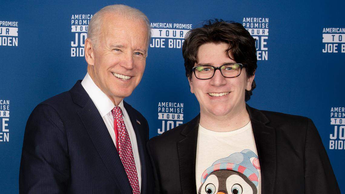 Lexington writer Andrew Shaffer met former Vice President Joe Biden at an event in 2017.