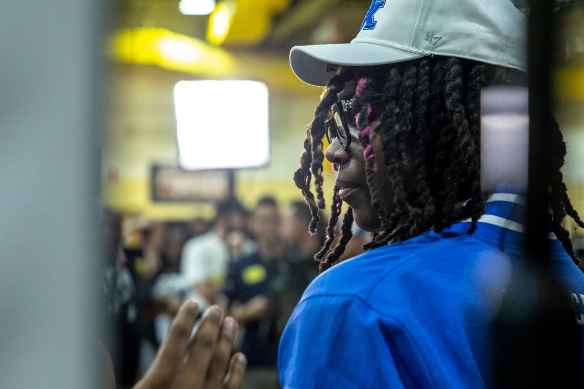 Five-star college basketball recruit Jasper Johnson committed to Kentucky during a ceremony at Woodford County High School in Versailles on Sept. 5.