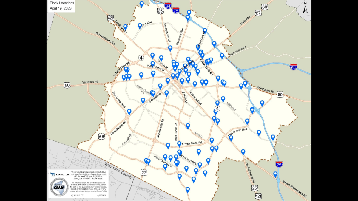 Lexington Police have released the locations of 100 license plate reader cameras that will be placed in the coming weeks. The majority of the cameras are in Council District 1, which has the highest minority population in the city.
