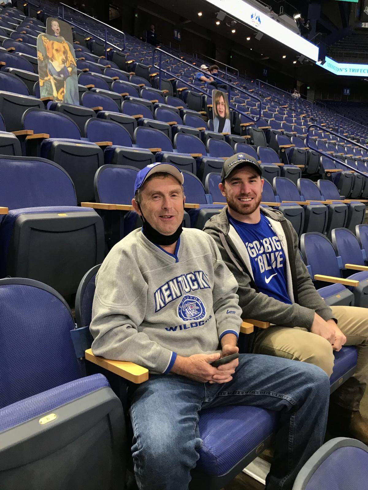 Kentucky fans Mark Gilvin and Brandon Tolliver got ready to watch Wednesday night’s game against Morehead State.