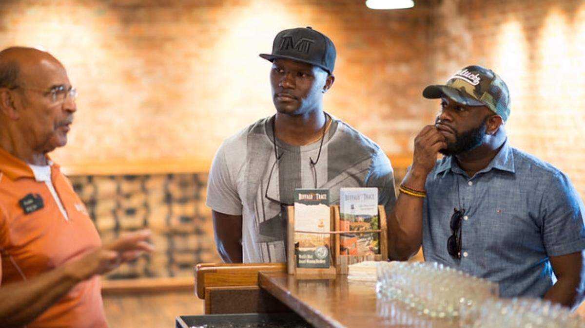 Bourbon Hall of Famer Freddie Johnson (left) gave Michael Adams (middle) and Rob Beatty (right) a tour of Buffalo Trace Distillery last summer. The tour inspired Beatty to form the Kentucky Black Bourbon Guild. The guild seeks to raise awareness of African American involvement in early distilling processes and educate about bourbon as a whole.
