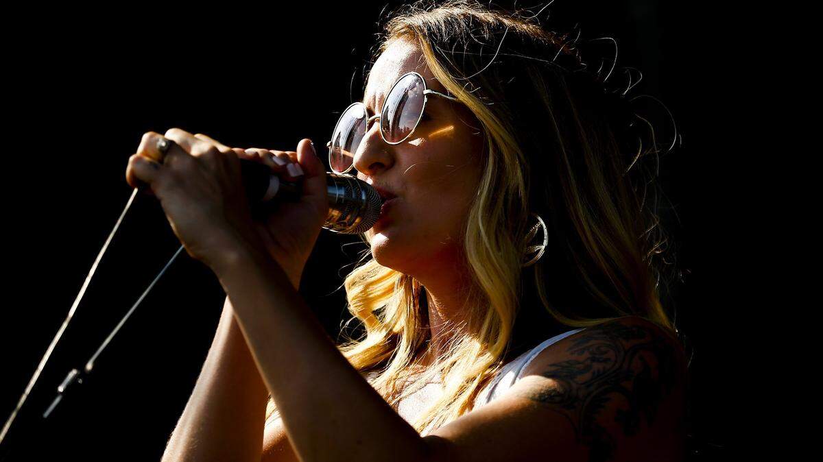 Margo Price performed on the boom stage during Forecastle Festival Saturday at Waterfront Park in Louisville.