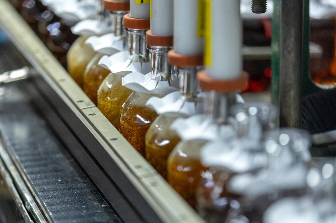 Blanton’s bourbon is bottled at Buffalo Trace Distillery in Frankfort, Ky.