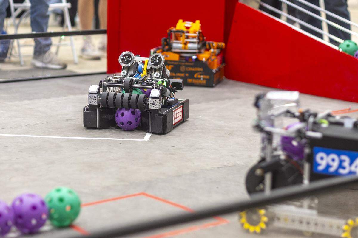 Teams compete during the Run for the Robots international robotics competition at Alltech Arena in Lexington, Ky., on Friday, May 29, 2026.