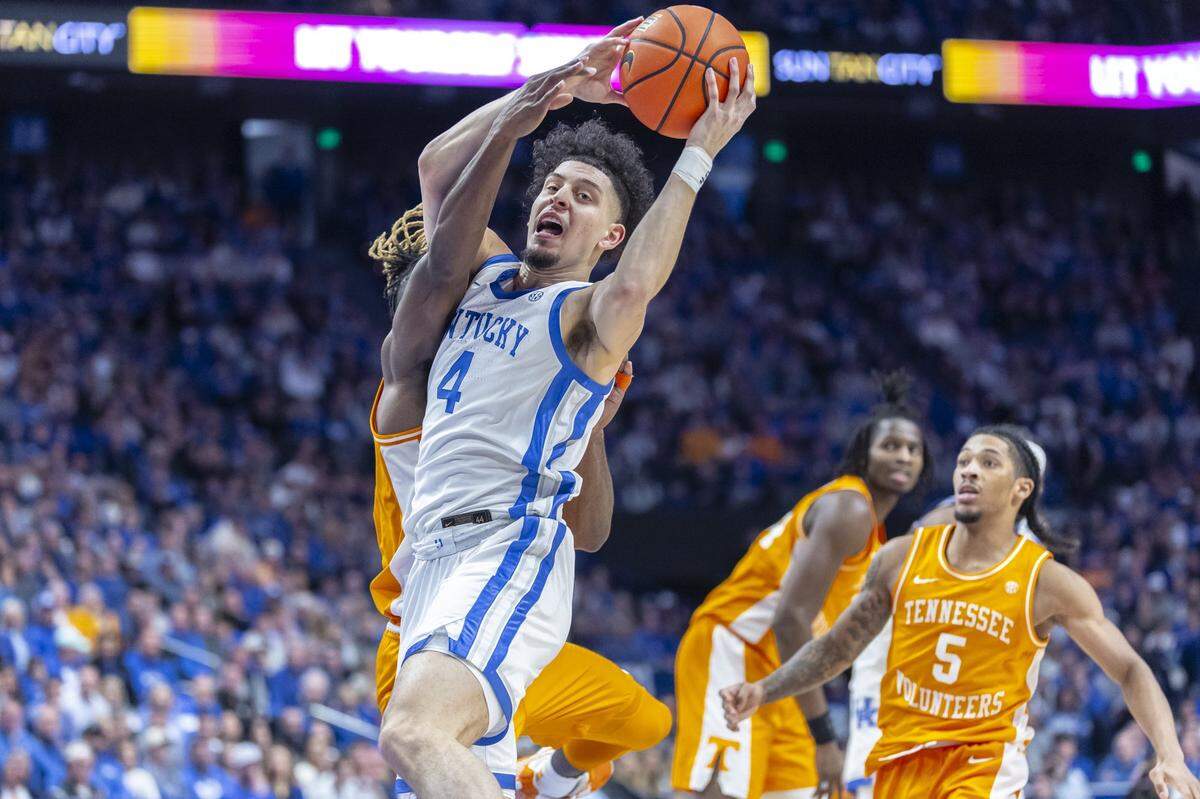 Kentucky guard Koby Brea (4) averaged 14.5 points in UK’s two regular-season wins over Tennessee.